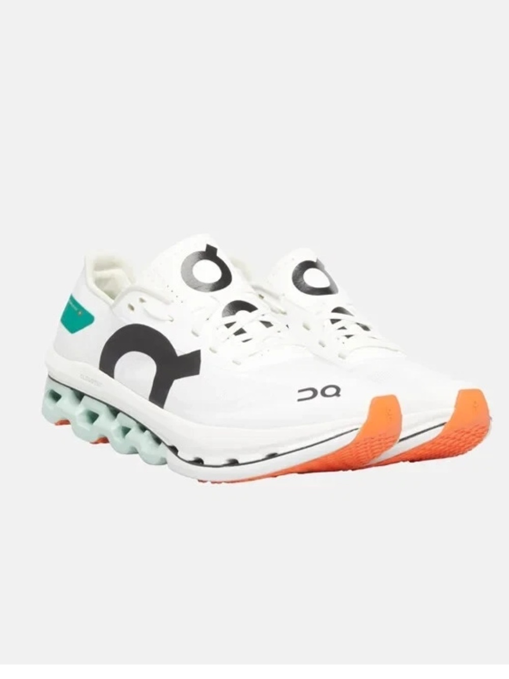 On Cloudrunner Mens Size 10.5 Running Shoes White Orange & Teal Accents Athletic